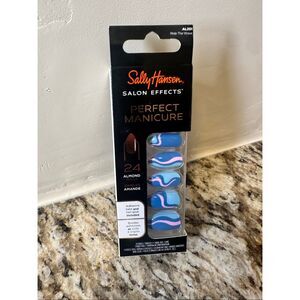 Sally Hansen 24 Square Press on Nails With Glue Almond Shape Ride The Wave